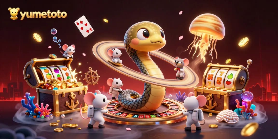 Experience the thrill of yumetoto with 3D cinematic visuals featuring a cosmic roulette scene and playful betting mice.