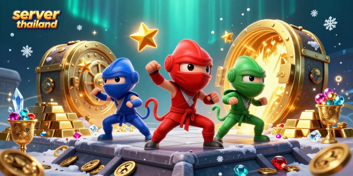 Engage with thrilling action at server thailand with ninja chameleons amidst treasures and gaming excitement.