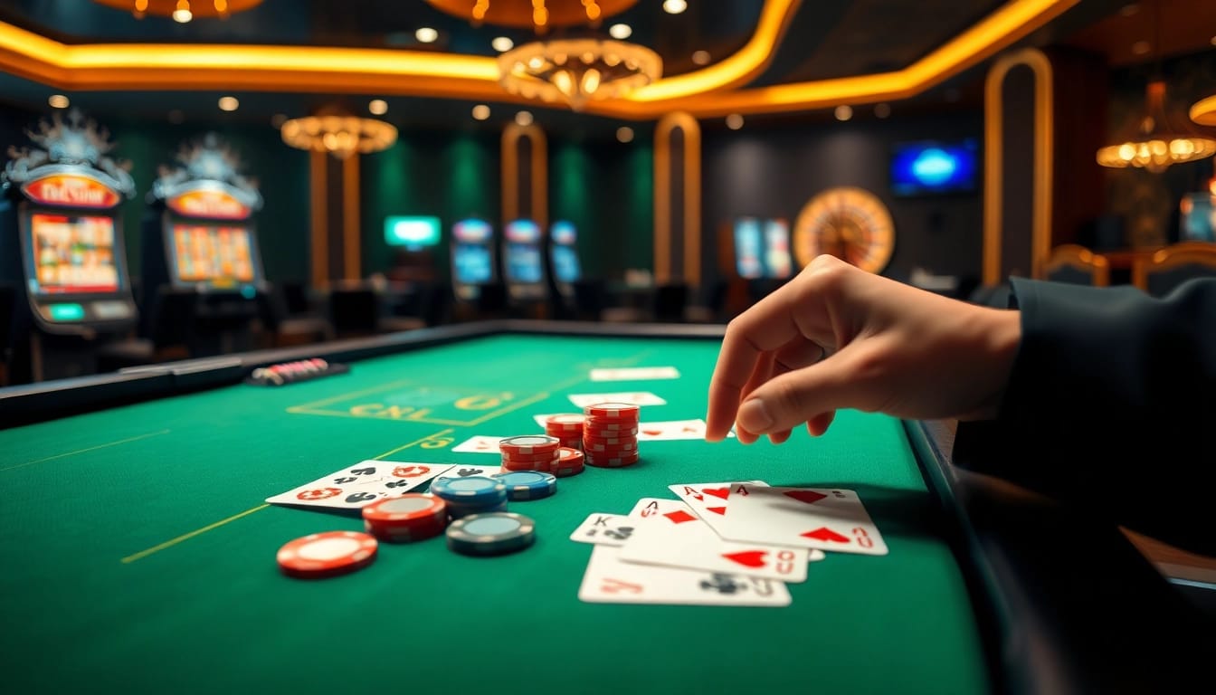 Engaging action of an online poker game with vibrant graphics and poker chips, showcasing poker online excitement.