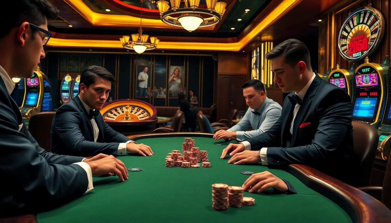 Experience the excitement of đá gà trực tiếp wala88 at a high-stakes casino table filled with gamblers.