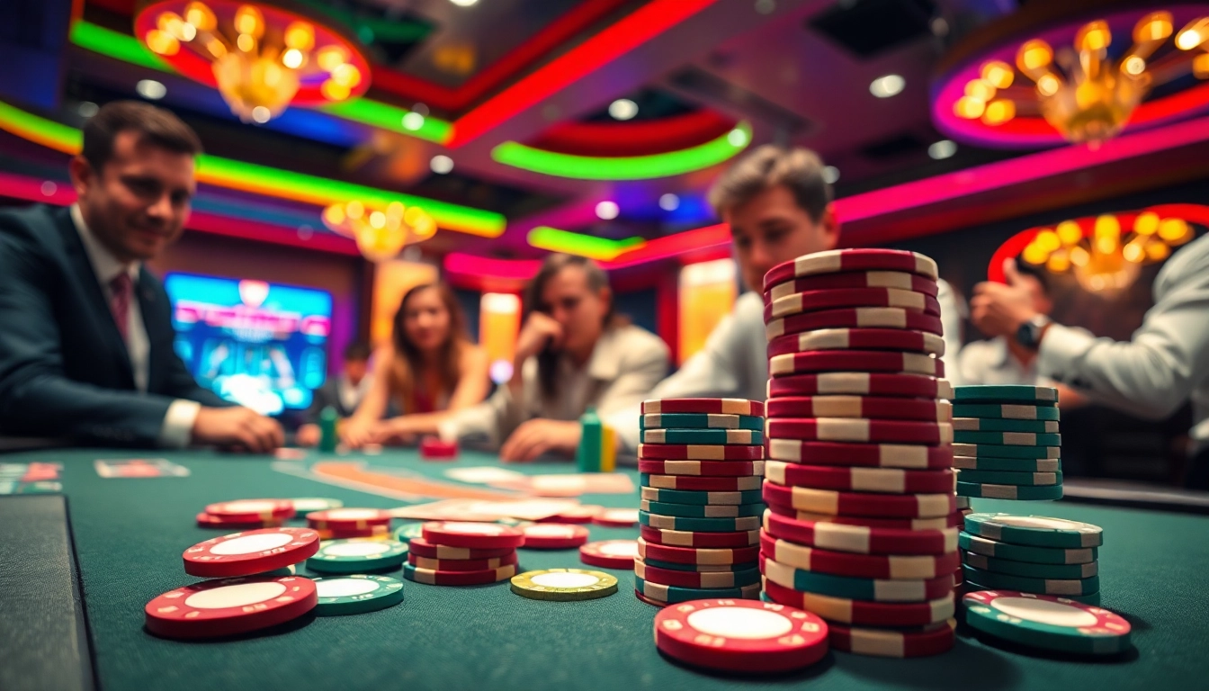 Permainan gta togel di kasino dengan pemain yang fokus dan warna-warna cerah.