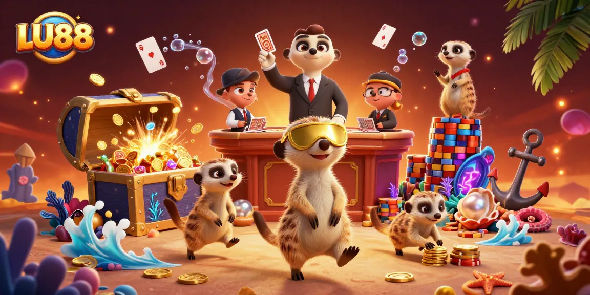 Join the excitement of LU88's vibrant casino with meerkats running games and sneaking chips!