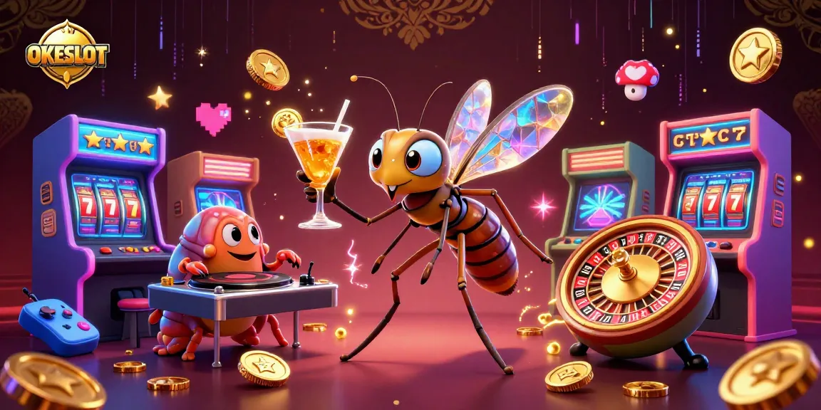Permainan slot menarik di OKESLOT dengan simbol keberuntungan dan elemen kasino yang memukau.