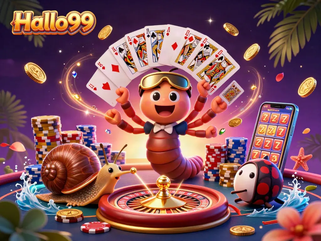 Experience thrilling gameplay at Halo99 with a vibrant 3D casino scene filled with winning excitement.