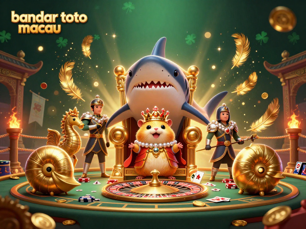 Gambarkan bandar toto macau dengan raja hamster emas dan pengawal kuda laut yang mengesankan.