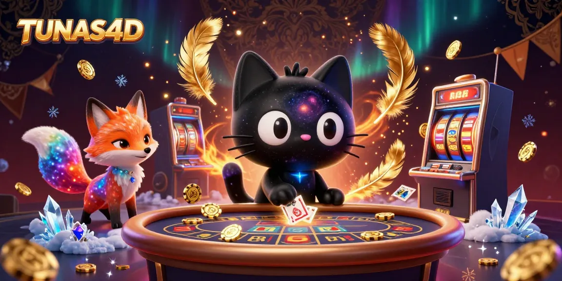 Engage with TUNAS4D's cosmic slots experience featuring a dynamic casino scene.