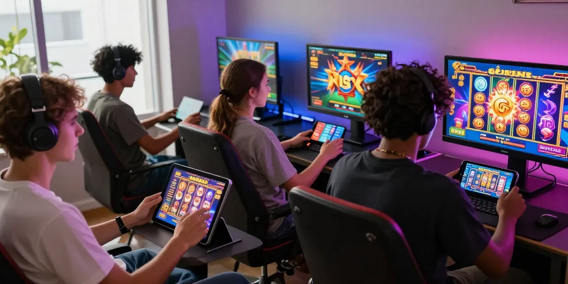 Engaged players enjoying slot gacor games on various devices.
