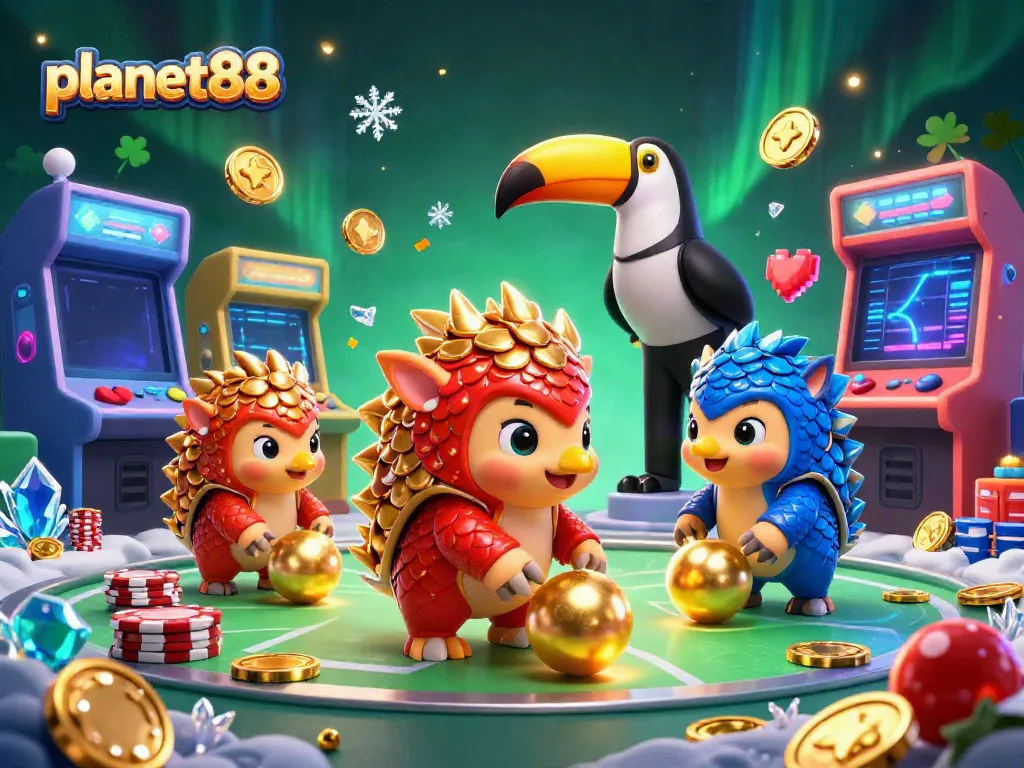 Engage in exciting gameplay at planet88 with vibrant pangolins bowling through poker chips.