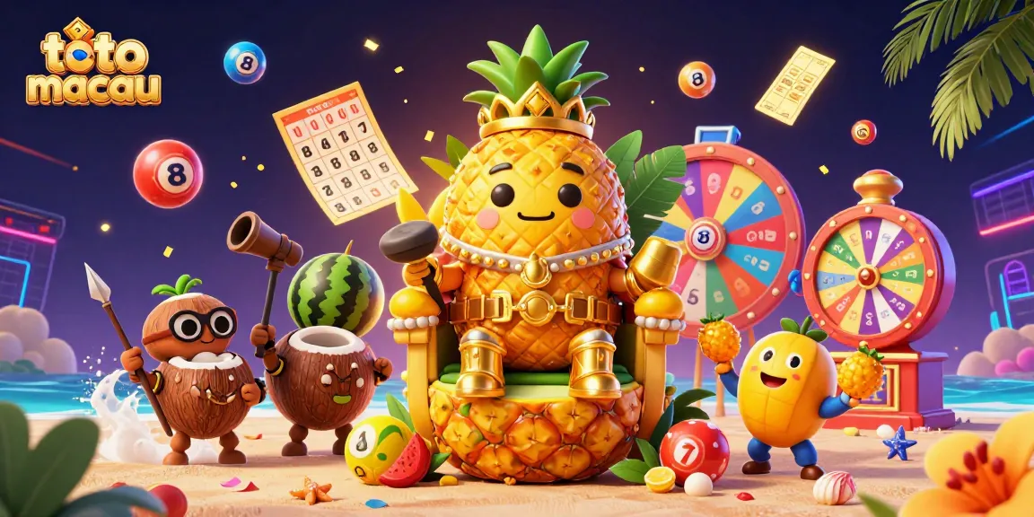 Engage in thrilling lottery experiences with toto macau's vibrant beach casino scene featuring golden characters and dynamic elements.