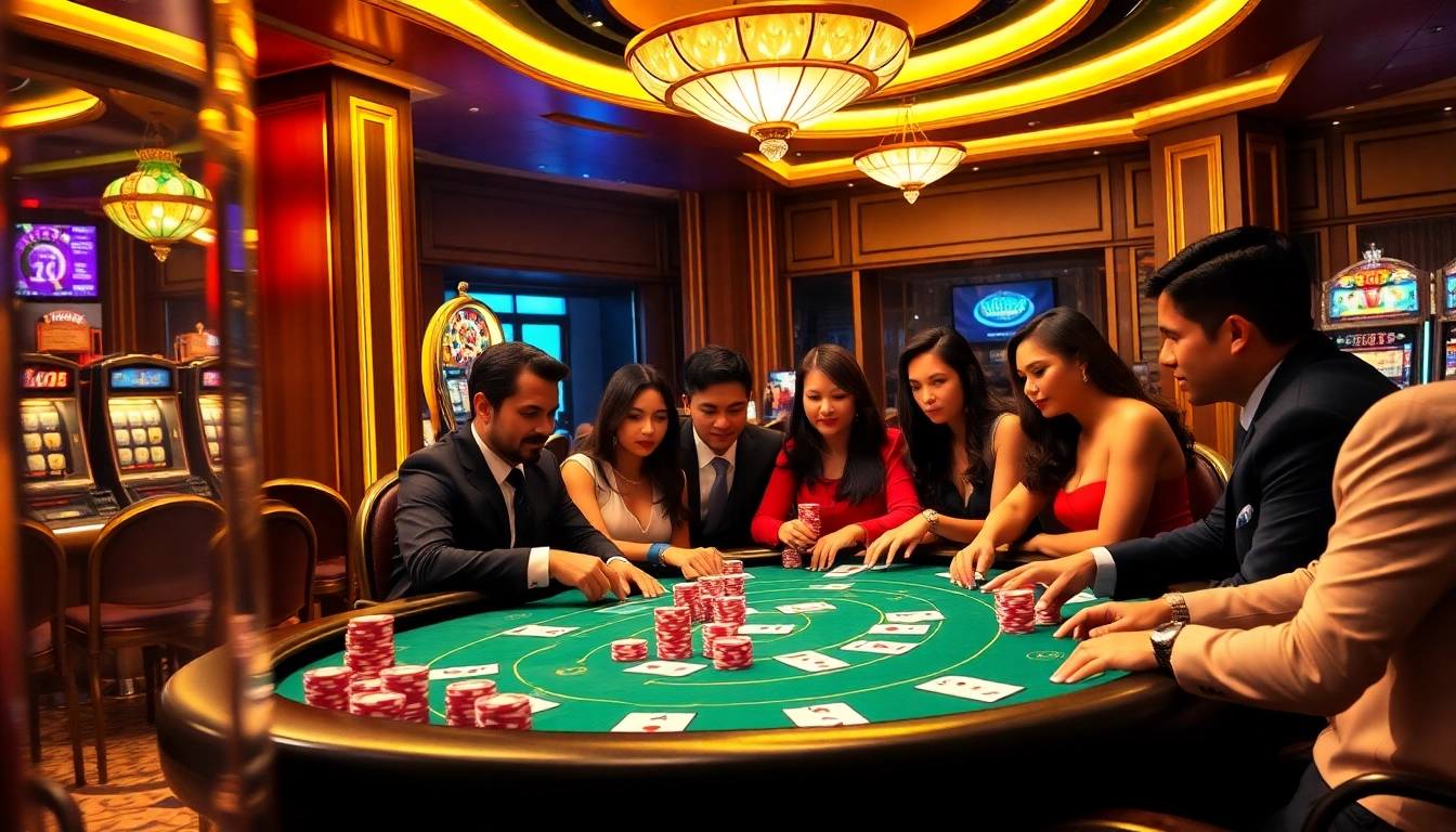 Situs Gacor - Permainan poker yang menarik di meja kasino mewah dengan chip berwarna-warni dan kartu
