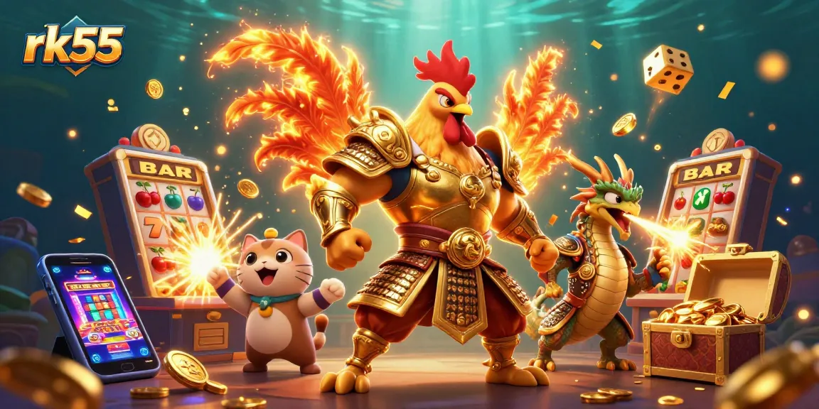 Experience the thrill of rk55 with a powerful warrior, dragon, and jackpot excitement.
