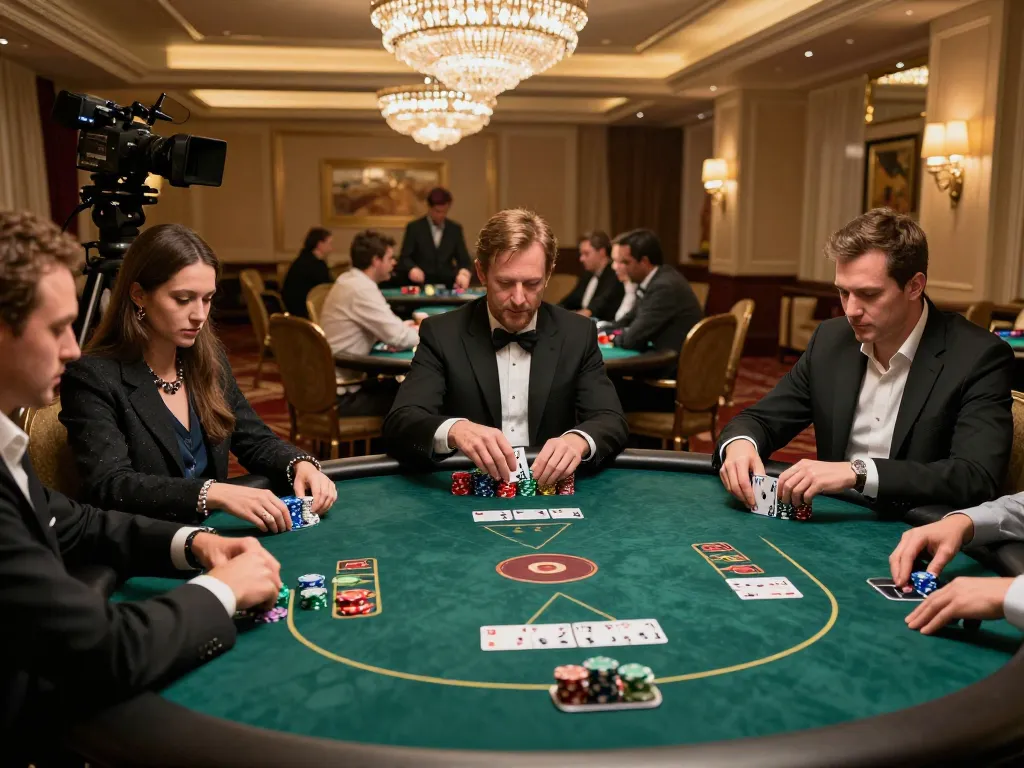Pemain slot DASI4D merancang strategi dalam permainan poker berisiko tinggi dengan suasana mewah