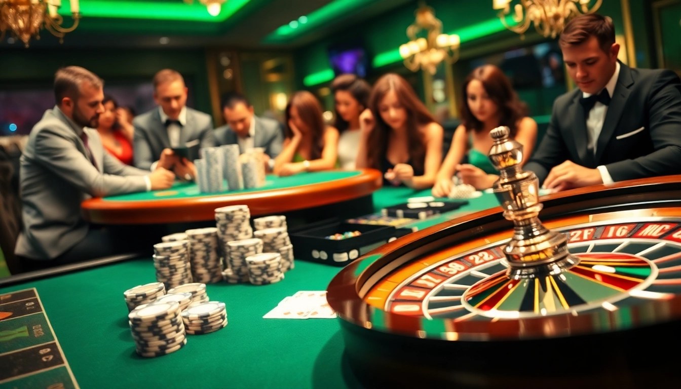 Engaging casino scene emphasizing gambling excitement at ae888a ru com with poker chips and roulette.