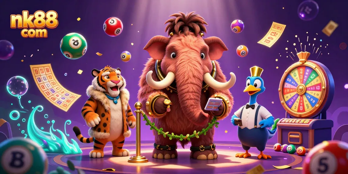 Experience thrilling activities at nk88 com with a vibrant casino scene featuring a woolly mammoth bouncer.