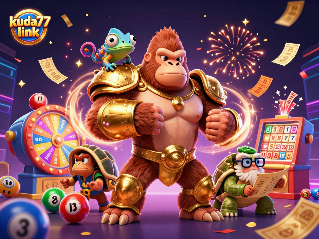 Dapatkan hadiah menarik dengan kuda77 link, di mana gorila raja dan teman-temannya bermain dengan lotere.