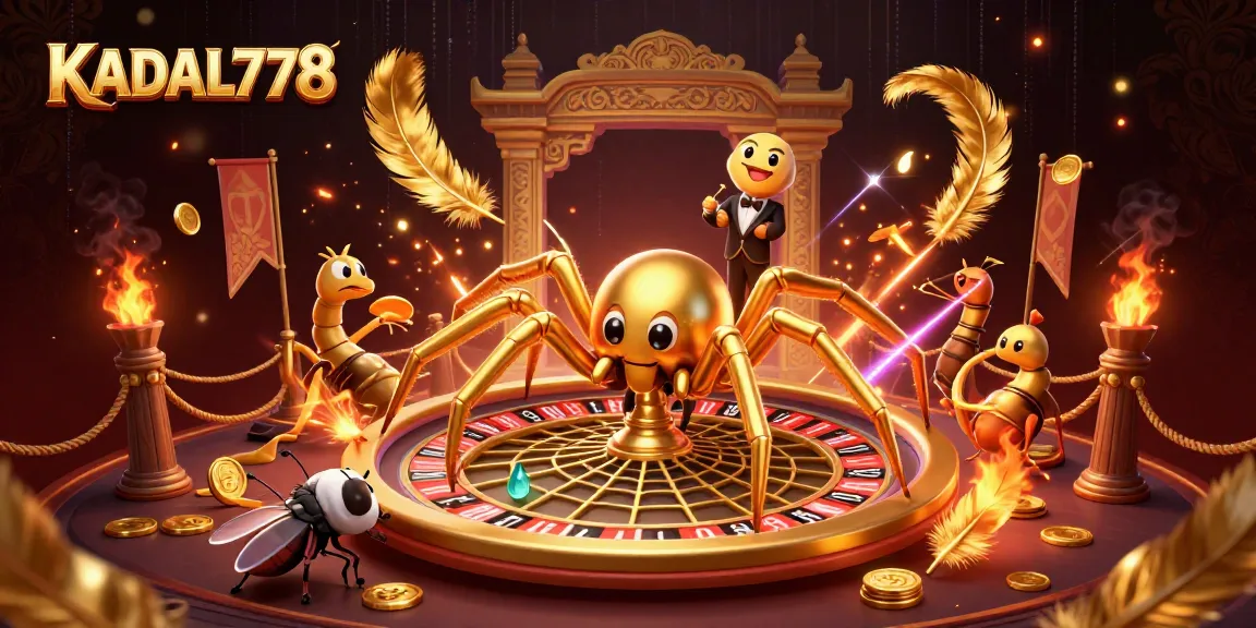 KADAL778 invites players to bet in a vibrant, dynamic 3D casino scene featuring a roulette wheel and lively characters.