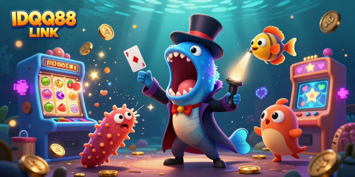 Experience thrills with IDQQ88 LINK's dazzling slot gameplay featuring vibrant characters and casino elements.