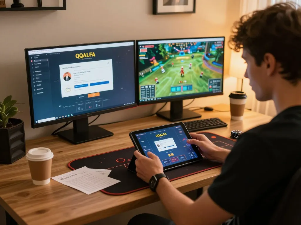 Engaging with QQALFA login on a tablet during strategic online poker analysis.
