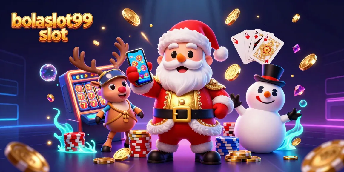 Spin the reels with the captivating bolaslot99 slot featuring Santa, a reindeer dealer, and a poker chip snowman.
