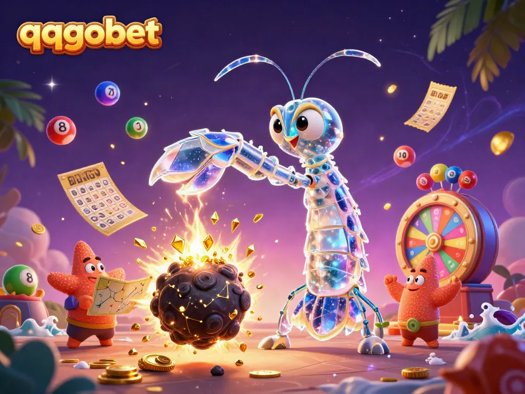 Experience exciting gameplay with the galactic samurai mantis shrimp in an action-packed qqgobet scene.