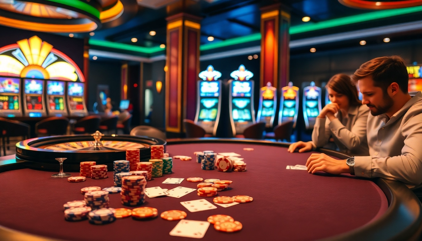 Players engaging in a thrilling casino game, exploring depo 25 bonus 28 excitement at the poker table.