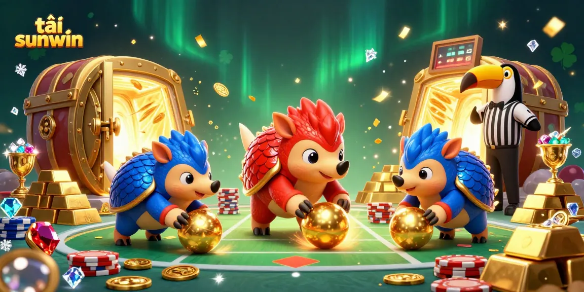 Tải sunwin with dynamic pangolins bowling through poker chips in an exciting online casino scene.