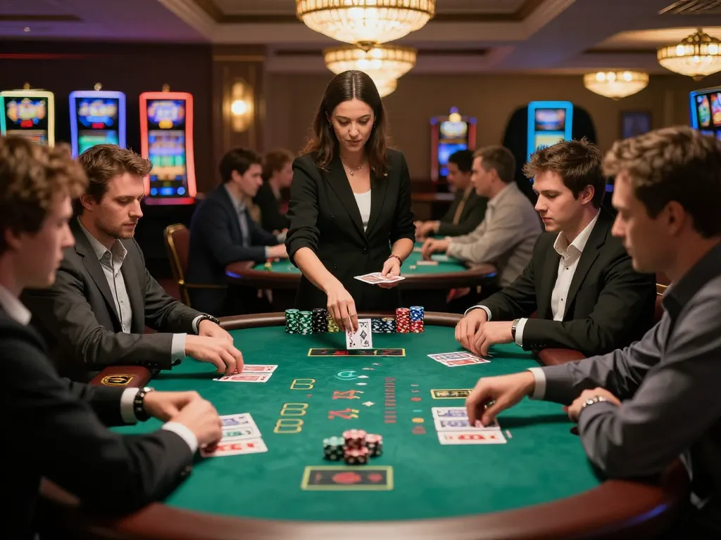 Players engaged in an exciting blackjack game at 79king-vn casino, creating a vibrant atmosphere