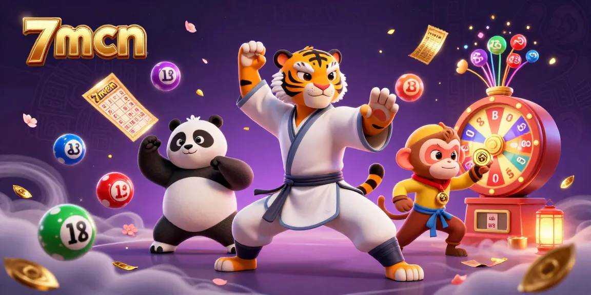 Engage with the thrilling lottery excitement at 7mcn as vibrant elements surround animated characters.