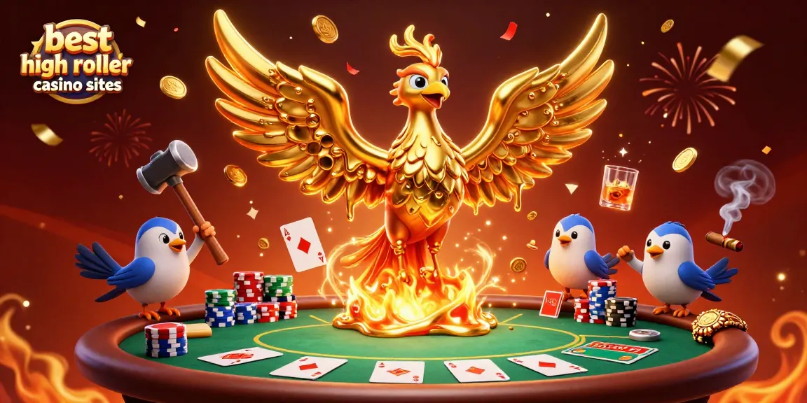 Win big at the best high roller casino sites with dynamic poker scenes and golden elements.