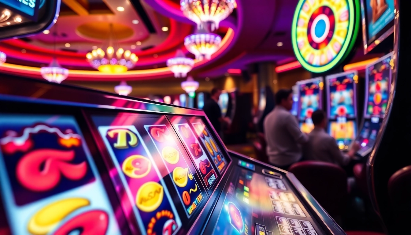 Slot mesin yang menarik dan berwarna cerah di kasino untuk pengalaman bermain yang seru.