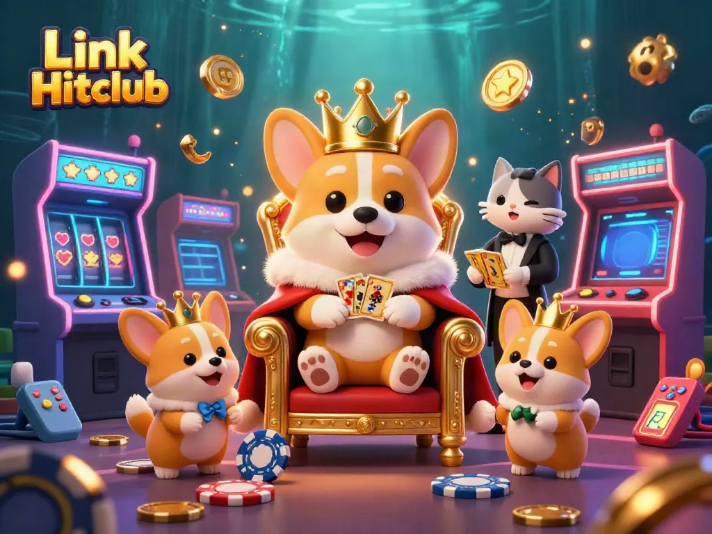 Experience thrilling moments at Link Hitclub with corgis, slot machines, and gaming excitement.