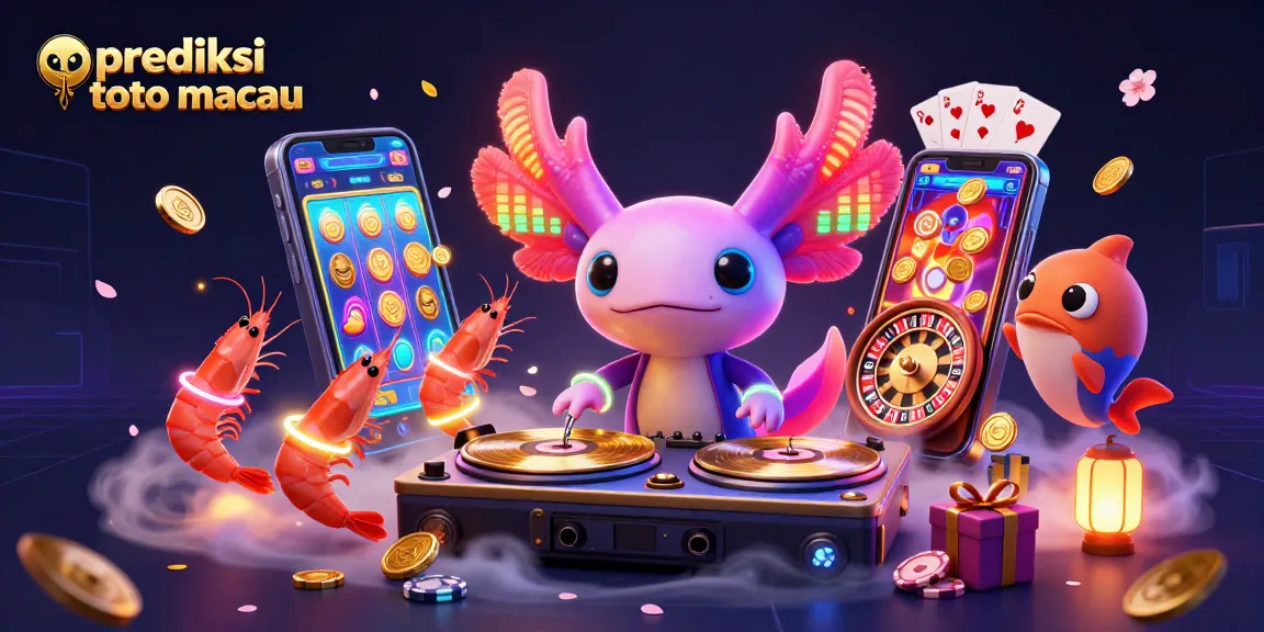 Engage in prediksi toto macau with neon characters and vibrant casino game elements.