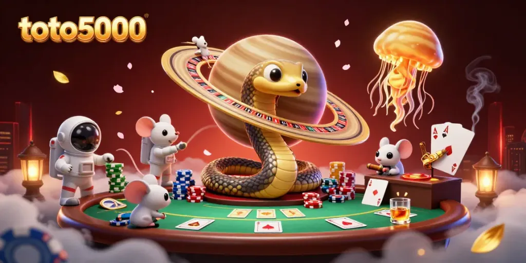 Engage with the toto5000 cosmos as astronaut mice place bets on a roulette wheel made of Saturn's rings.