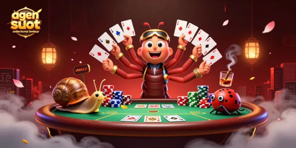 Experience the excitement of agen slot online bonus terbesar in this vibrant casino illustration.