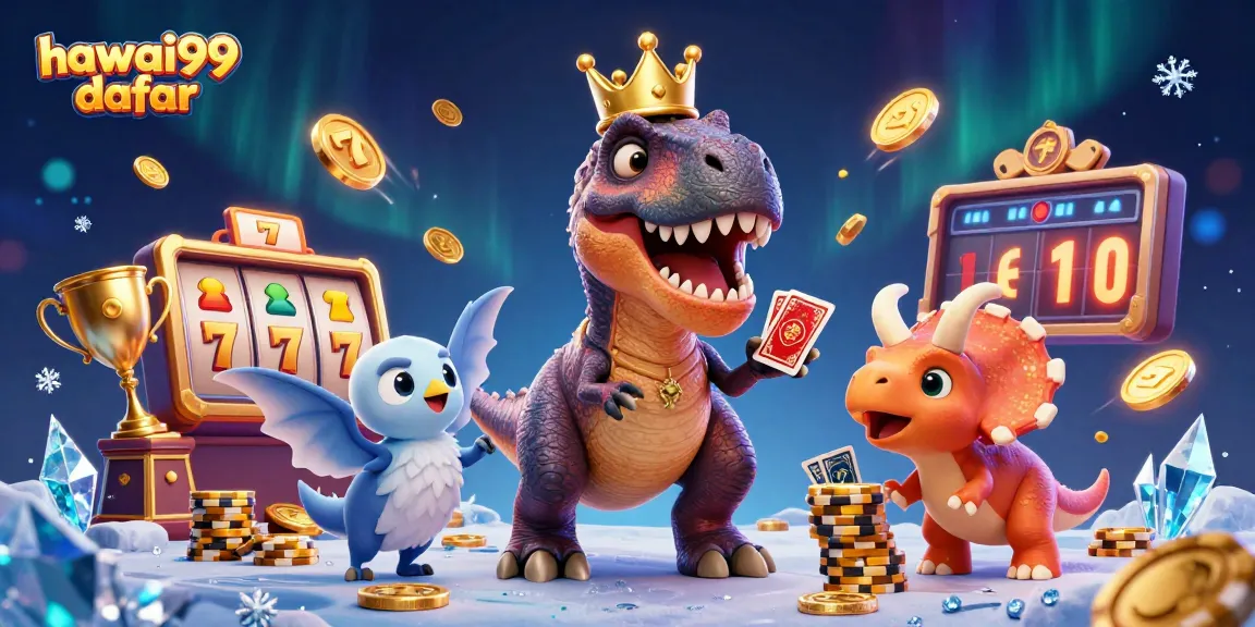 Join the excitement at hawai99 daftar with playful characters engaging in fun casino games!