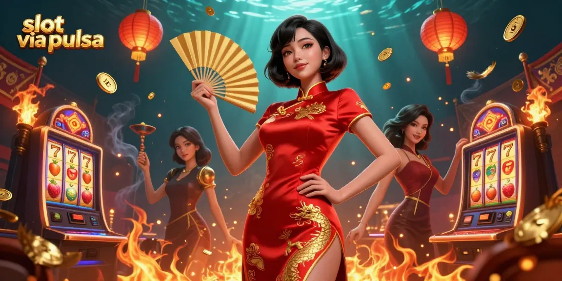 Engage in immersive slot via pulsa gaming surrounded by vibrant symbols and rich elements in a 3D casino environment.