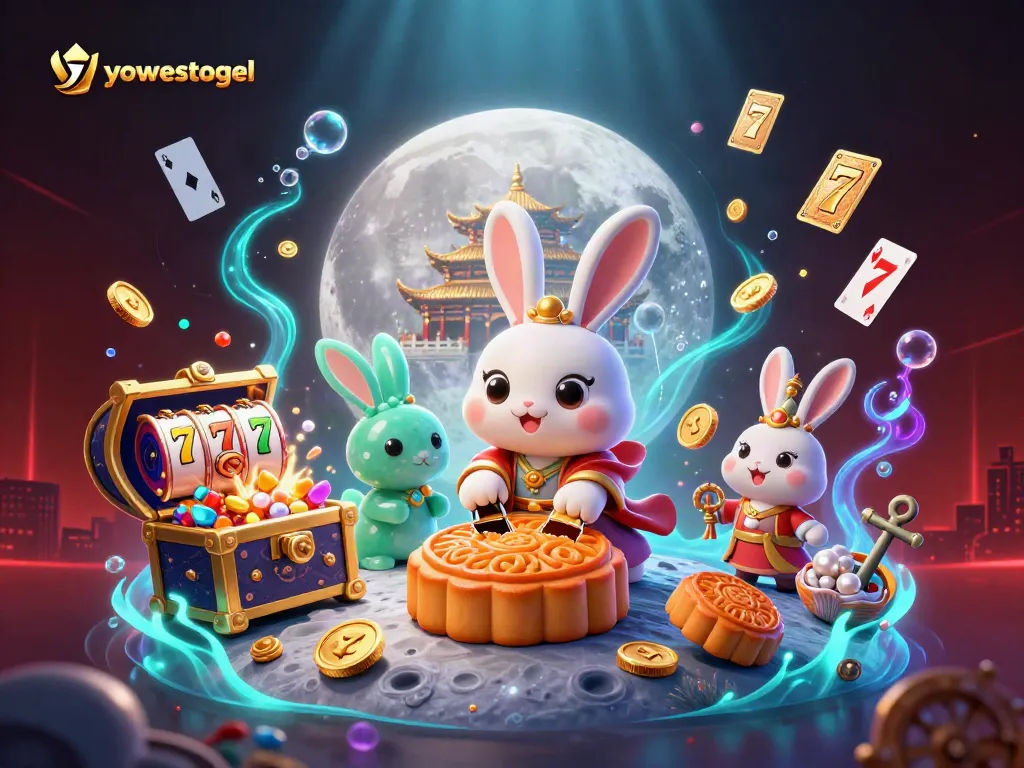 Engage with yowestogel casino adventure featuring a moon rabbit creating winning opportunities with poker chips.