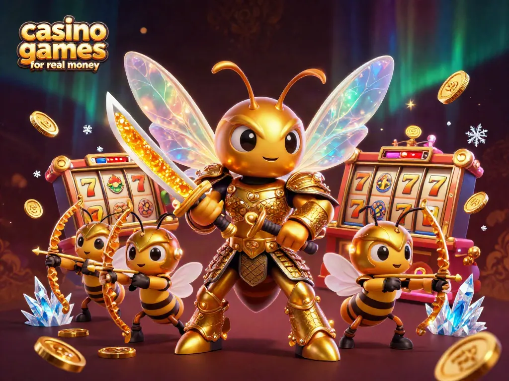 Engage in thrilling casino games for real money with this vibrant 3D digital illustration.