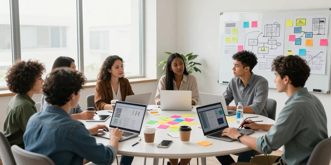 Dynamic digital marketing team brainstorming campaign strategies using link slot insights in a collaborative workspace.