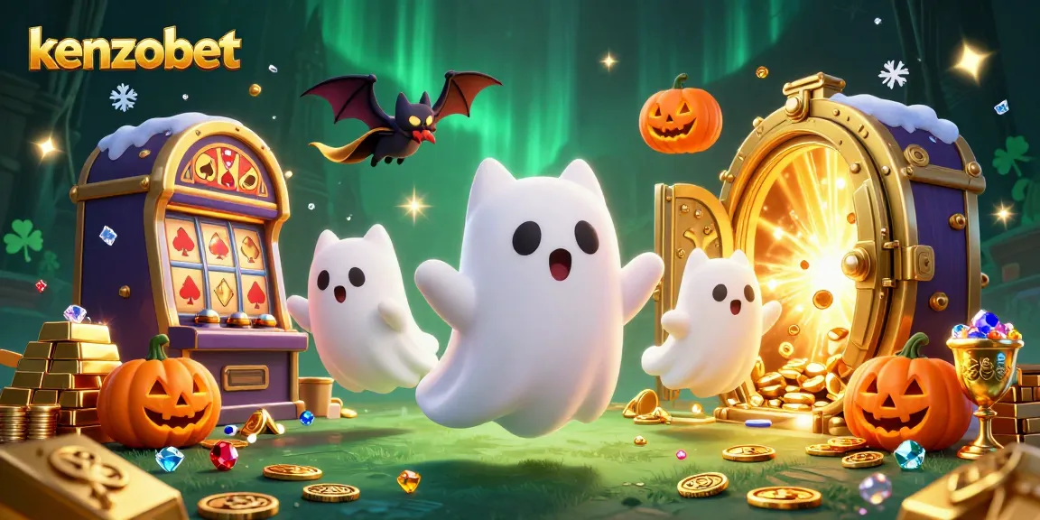 Putar slot kenzobet dengan cat hantu ceria dan kelelawar berbaju emas di kasino menyeramkan.