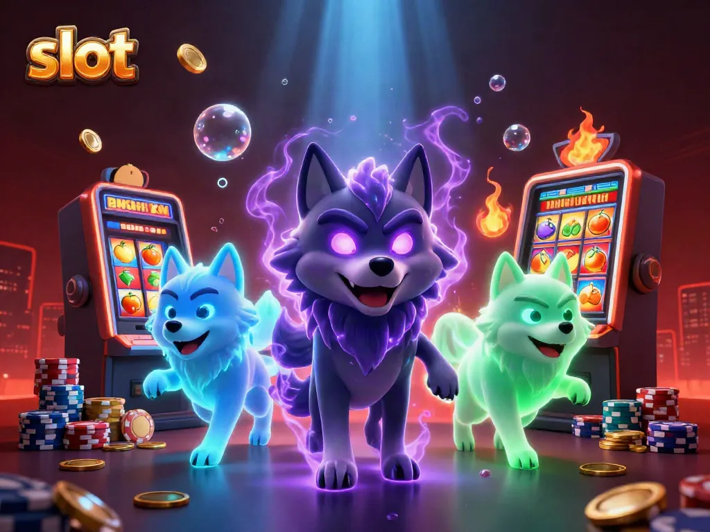 Slot gacor dengan karakter serigala dan elemen permainan kasino yang menarik