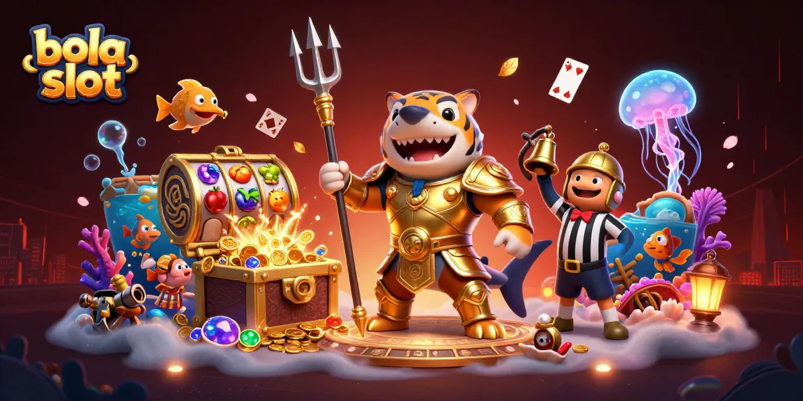 Bola slot enthusiasts enjoy an exciting underwater scene with a golden shark pirate and slot reels.