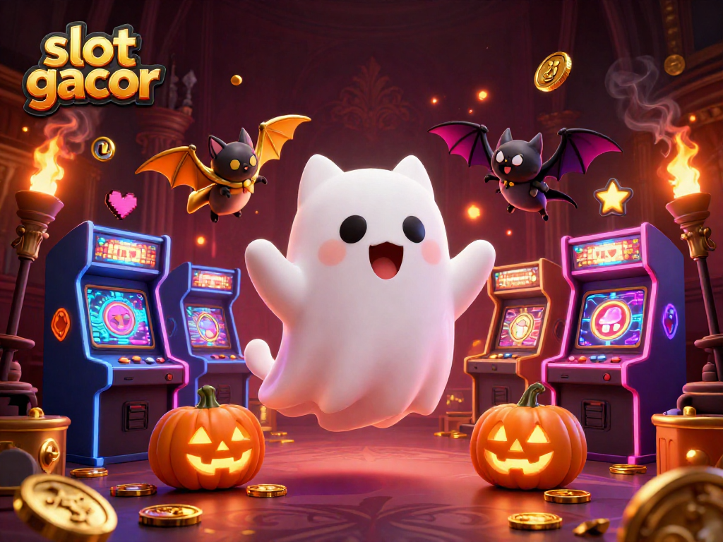 Menangkan slot gacor dengan kucing hantu yang berkeliling kasino dan mesin slot berwarna-warni.