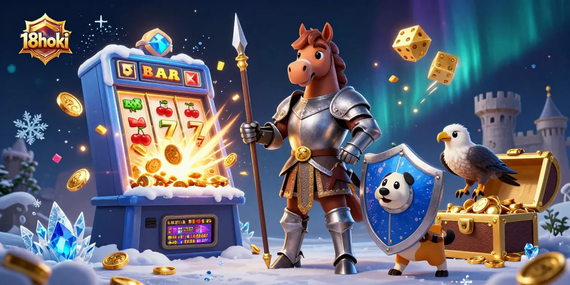 Experience the excitement of 18hoki with a medieval knight and dynamic casino elements.