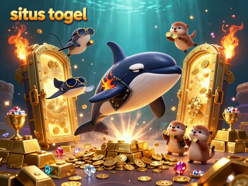Experience situs togel excitement with a vibrant underwater scene featuring animated sea characters and treasure elements.