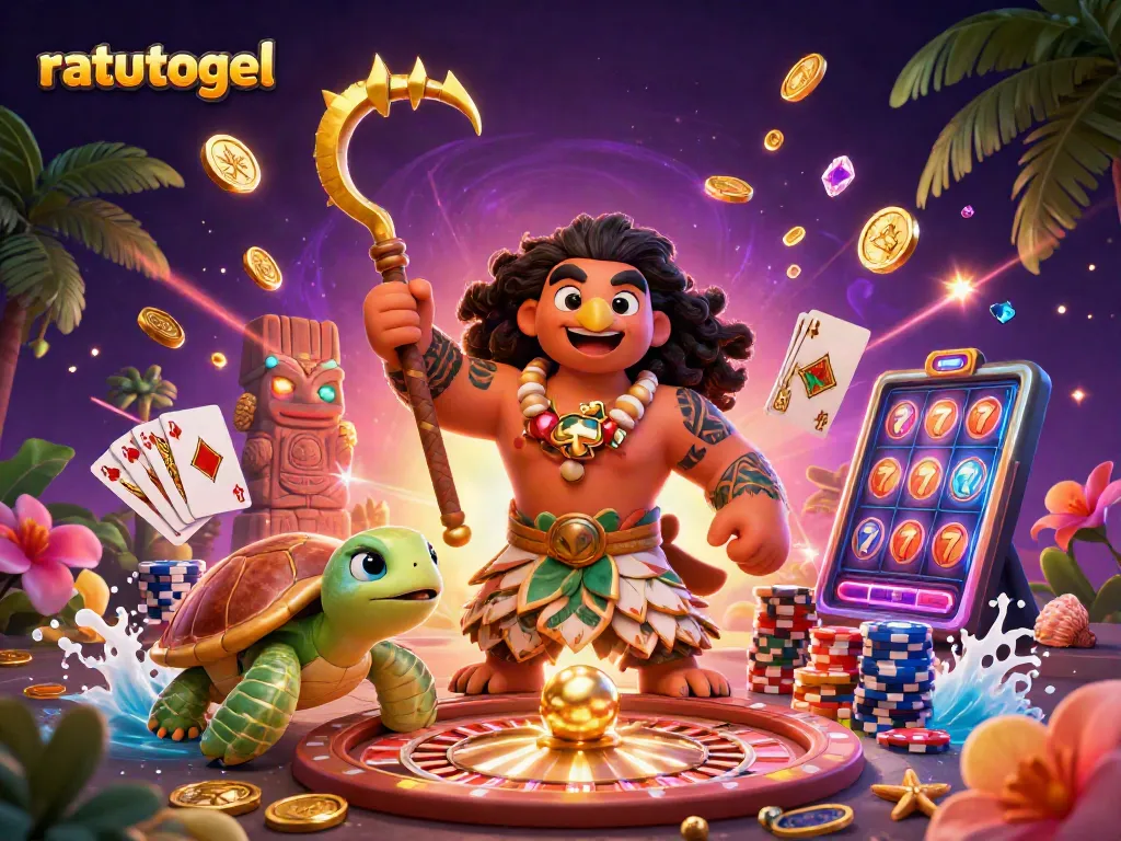 Engage in thrilling ratutogel experiences with 3D art showcasing vibrant gambling elements.