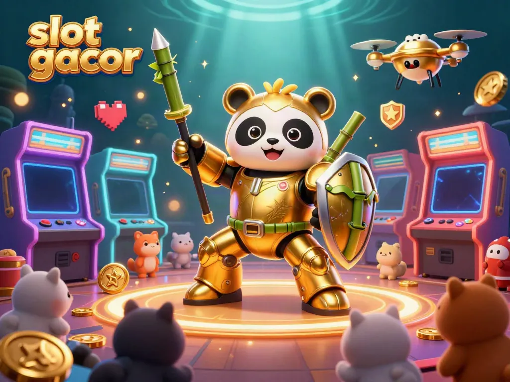 Experience the excitement of slot gacor with this vivid 3D illustration capturing an action-packed arena.