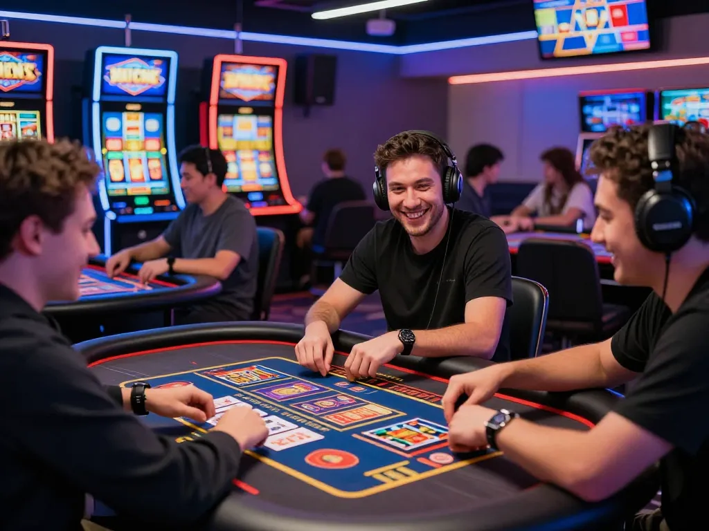 Players enjoying online casino games at XX88 with vibrant graphics and a lively atmosphere.