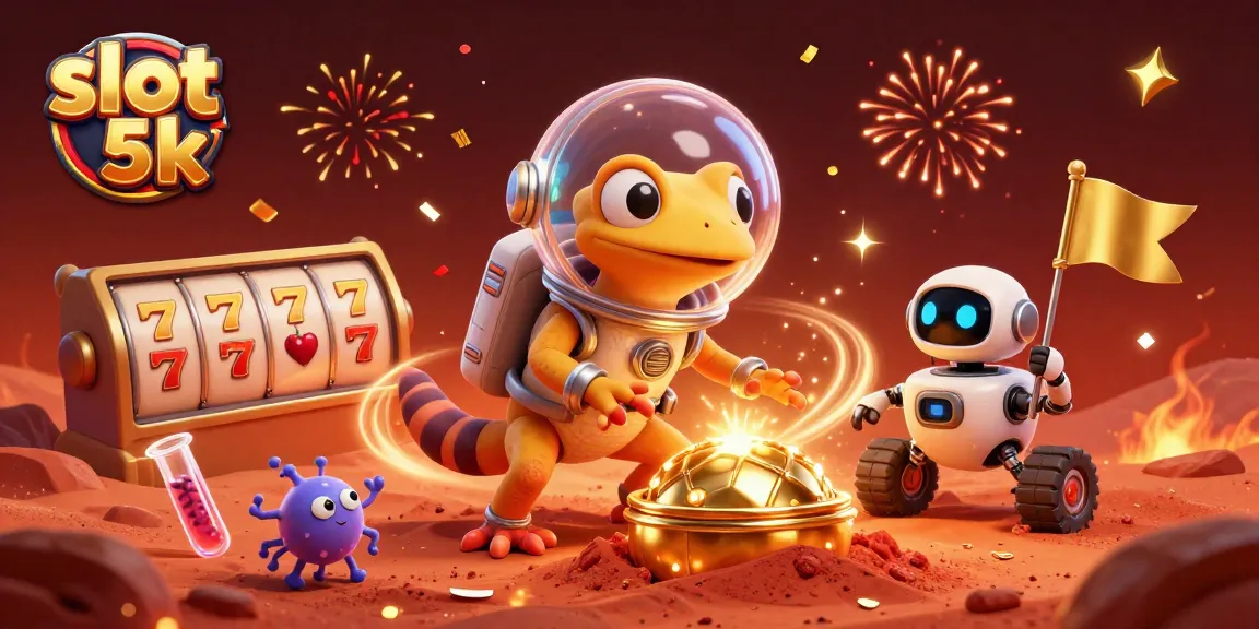 Experience the thrill of slot 5k with alien characters celebrating a casino discovery in a vibrant 3D illustration.