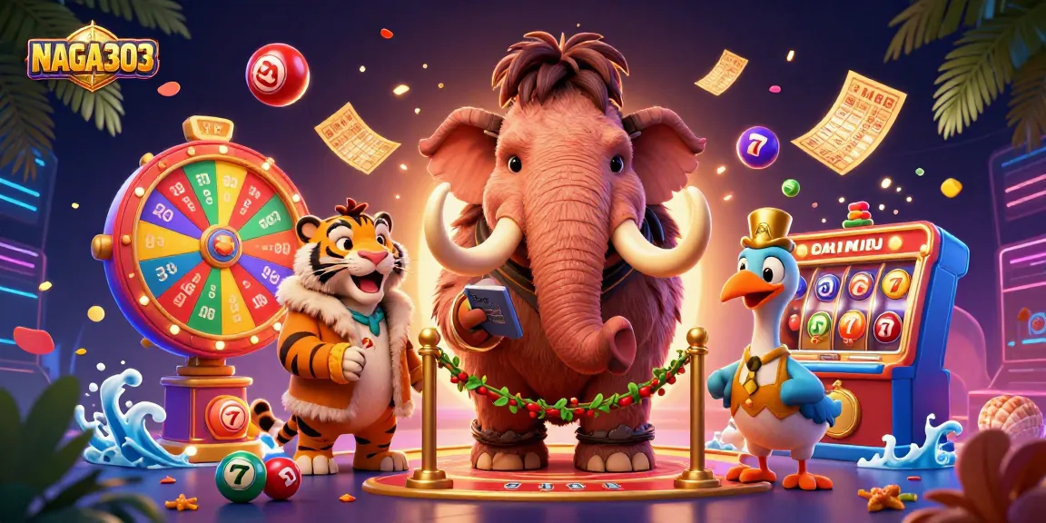 NAGA303 engages players with colorful lottery balls and a vibrant casino atmosphere